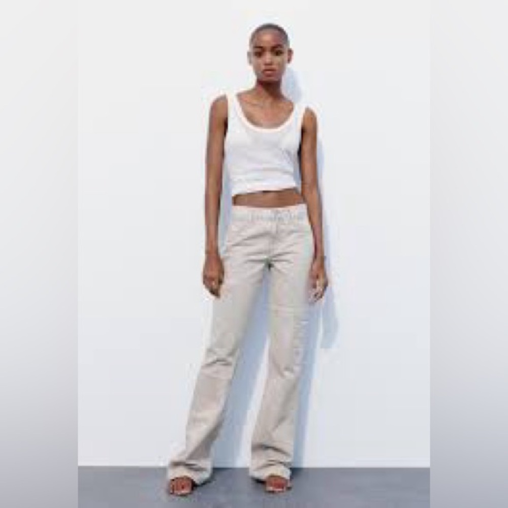 NWT Zara low waist gray bootcut cargo jeans size 2